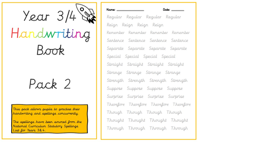 Year 3 and 4 Handwriting and Spelling Booklet | Teaching Resources