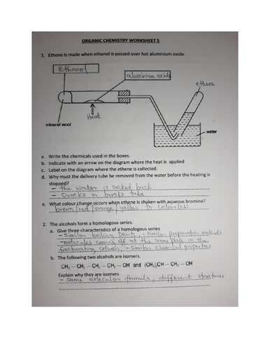 ORGANIC CHEMISTRY WORKSHEET 5 WITH ANSWERS | Teaching Resources