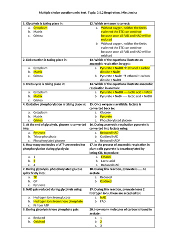 AQA A level Biology Section 5: Energy transfers in and between ...
