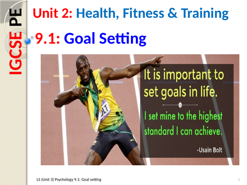 IGCSE PE (spec 2018) 9.1: Goal Setting