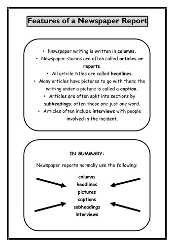 Features of a Newspaper Report (with examples)