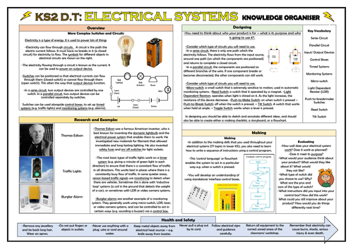 DT: Electrical Systems - More Complex Switches and Circuits - KS2 Knowledge Organiser!