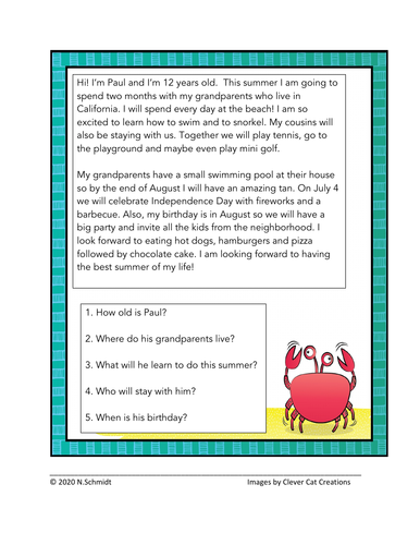 english future tense reading worksheet my summer plans