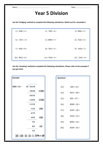 multiplication and division worksheets year 5 pdf