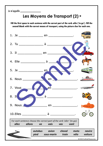 French Transport Worksheets | Teaching Resources