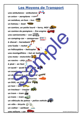 French Transport Worksheets | Teaching Resources