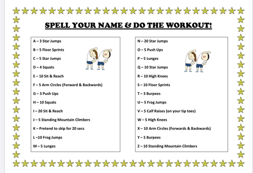 Pe Alphabet Workout Teaching Resources