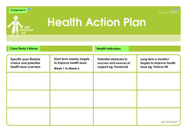 BTEC Tech Award L1/2 Component 3 Health Improvement Plan template