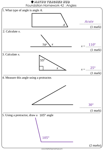 GCSE Foundation basic skills HOMEWORK 120 pages with answers (Home