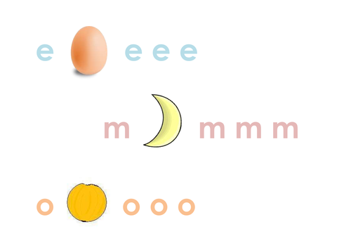 Phonics picture fun - e, m, o