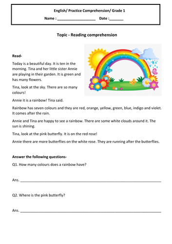 english reading comprehension worksheets for grade 1 set of 3 teaching resources