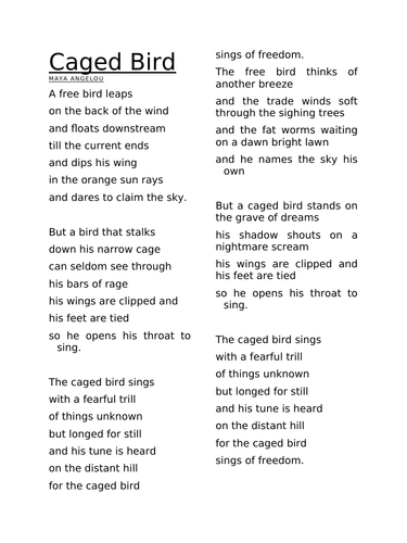 caged bird poetry essay pdf
