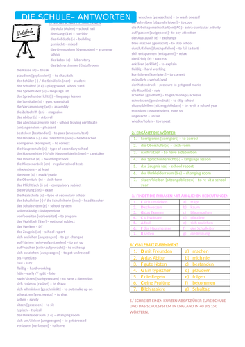 GCSE German 'School' Vocabulary Revision Worksheet