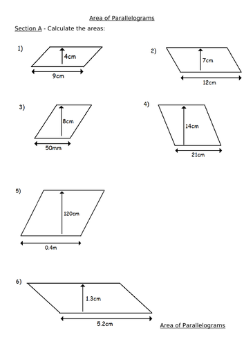 Area of a parallelogram | Teaching Resources