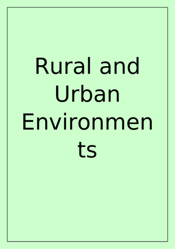 Geography Rural and Urban Environments Worksheets | Teaching Resources