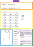 Netball positions sheet picture