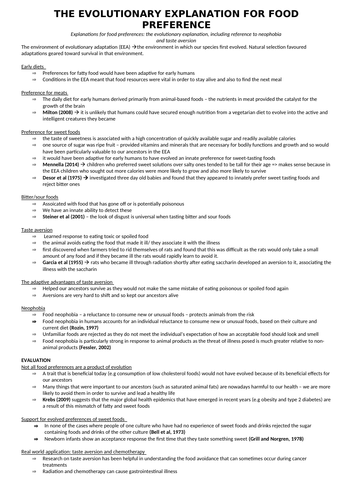 Eating Behaviour AQA Psychology A* notes | Teaching Resources