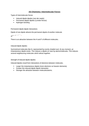 AS-Level Chemistry: Intermolecular Forces