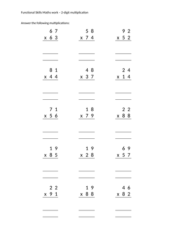 2-digit multiplications | Teaching Resources