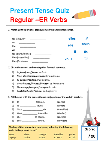 french-present-tense-regular-er-verbs-quiz-teaching-resources