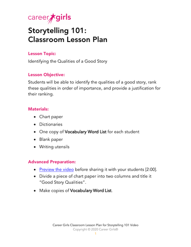 Storytelling 101: Video-Based Empowerment Lesson | Teaching Resources