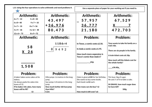 Year 5/6 Four Operations Workout II - Differentiated