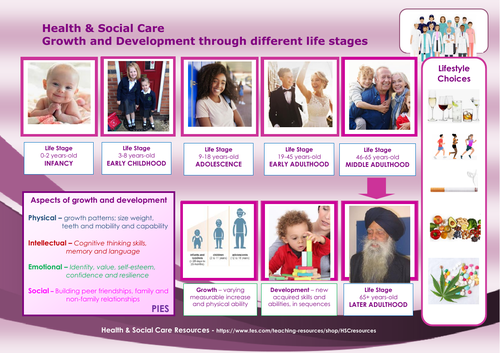 Health Social Care Growth and Development poster and worksheet