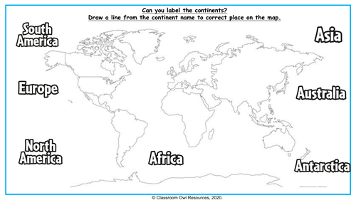 KS1 Geography - Continents Powerpoint & Worksheets | Teaching Resources