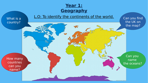 KS1 Geography - Continents Powerpoint & Worksheets | Teaching Resources