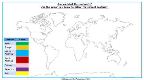 KS1 Geography - Continents Powerpoint & Worksheets | Teaching Resources