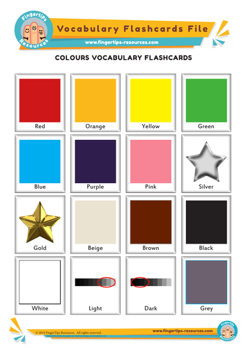 Colours Vocabulary Flashcards