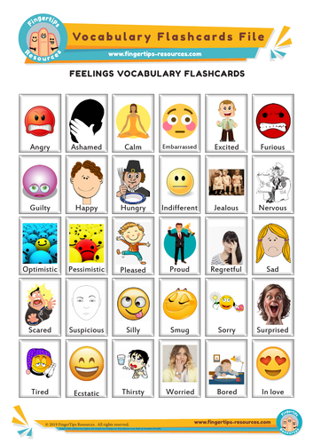 Feelings Vocabulary Flashcards