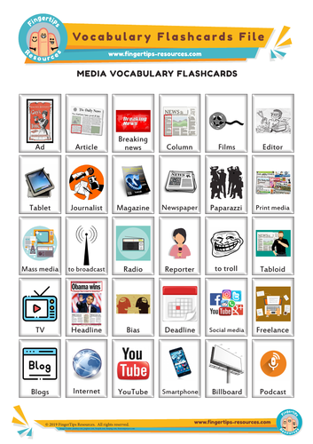 Media News Vocabulary Flashcards Teaching Resources