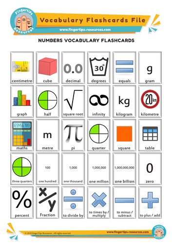 Numbers & Maths Vocabulary Flashcards