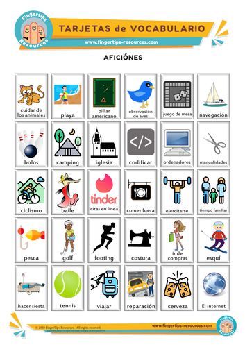 Aficiones y Ocio - Vocabulary Flashcards