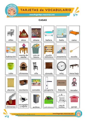 Casas y Muebles - Vocabulary Flashcards