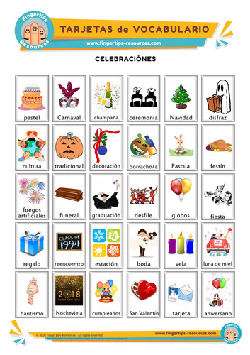 Celebraciónes y Fiestas - Vocabulary Flashcards