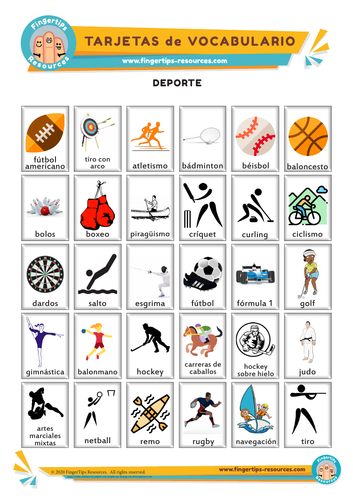 Deportes y Equipamientos  - Vocabulary Flashcards