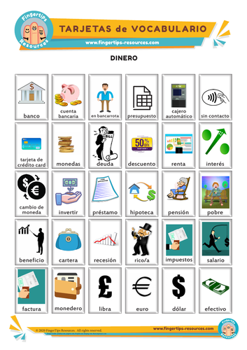 Dinero y Finanzas - Vocabulary Flashcards