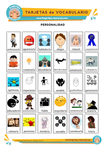 Personalidad Y Carácter - Vocabulary Flashcards