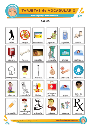 Salud y el Cuerpo - Vocabulary Flashcards