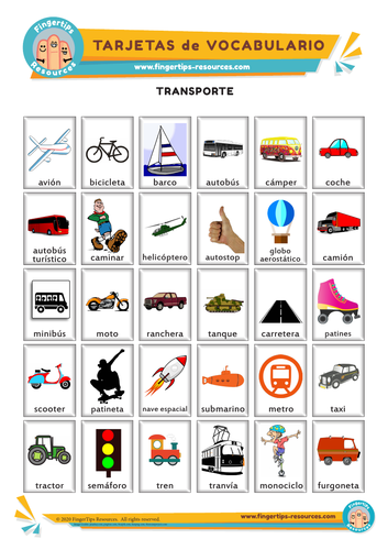 Transporte y Vehículos - Vocabulary Flashcards