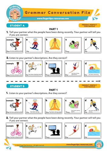 PRESENT PERFECT CONTINUOUS - Grammar Speaking