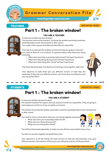 REPORTING VERBS - Grammar Speaking