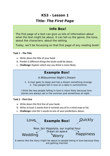 Home Learning KS3 English - Lesson 1