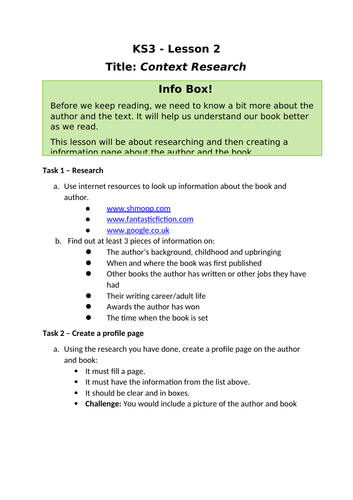 Home Learning KS3 English - Lesson 2