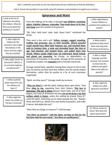 Ignorance and Want A Christmas Carol  Teaching Resources