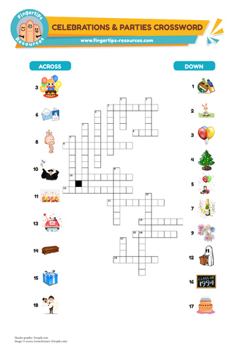 Celebrations & Parties Vocabulary Crossword