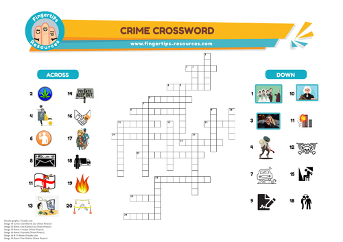 Crime Vocabulary Crossword Teaching Resources
