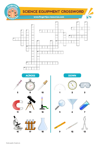 Science Equipment Vocabulary Crossword